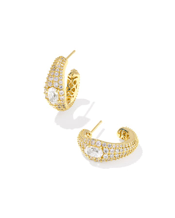 KENDRA SCOTT- Bella Gold Hoop Earrings in White CZ